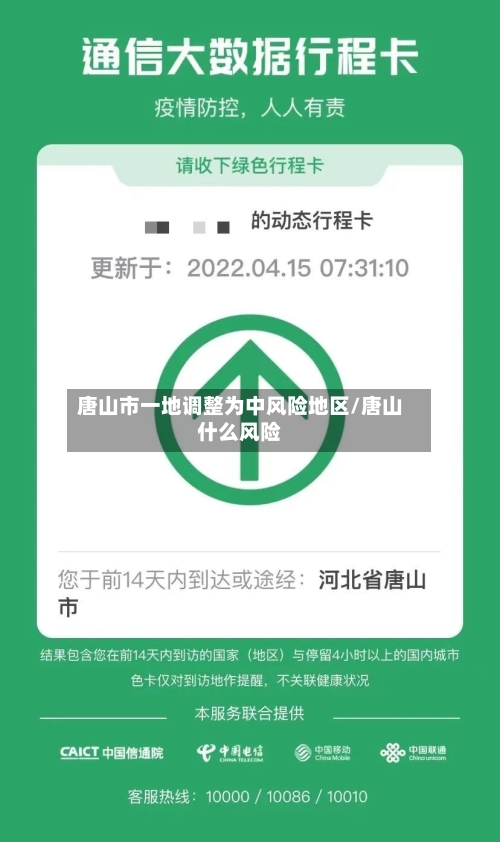 唐山市一地调整为中风险地区/唐山什么风险