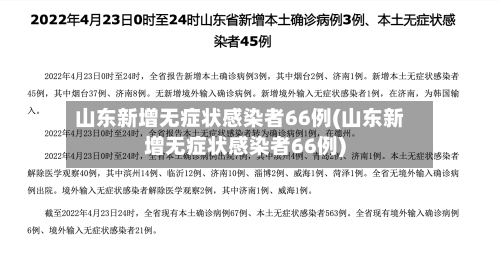 山东新增无症状感染者66例(山东新增无症状感染者66例)-第2张图片